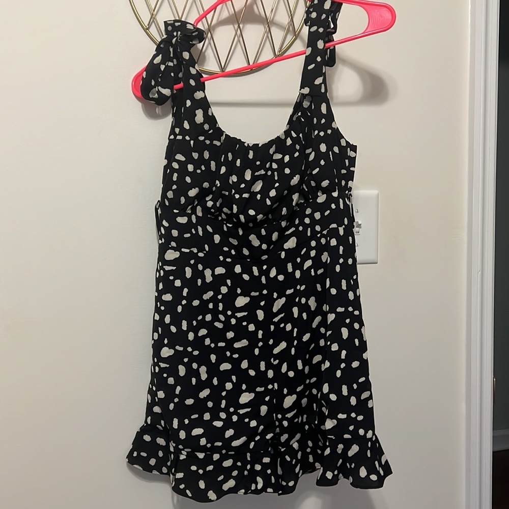 Pink lily- Remember This Moment Black Spotted Romper